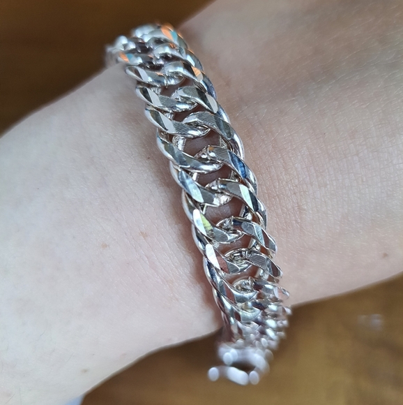 Chunky Solid Sterling Silver Chain Bracelet